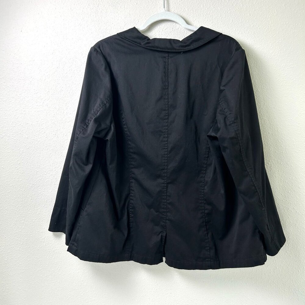CJ Banks Blazer Jacket Womens 1X Black Two Button Stretch Floral Cuff Office - Picture 5 of 15